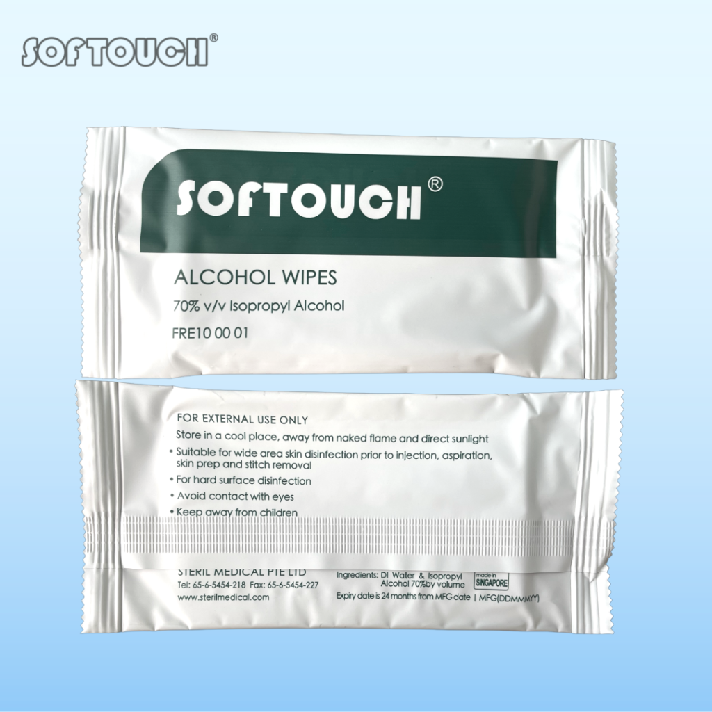 SOFTOUCH Alcohol Wipes  (70% v/v Isopropyl Alcohol)